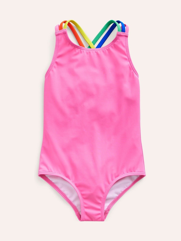 Boden Pink Rainbow Cross-Back Swimsuit - Image 1 of 3