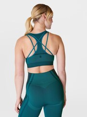 Sweaty Betty Reef Teal Blue Silhouette Sculpt Seamless Sports Bra - Image 2 of 6
