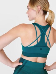 Sweaty Betty Reef Teal Blue Silhouette Sculpt Seamless Sports Bra - Image 4 of 6