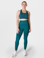 Sweaty Betty Reef Teal Blue Silhouette Sculpt Seamless Sports Bra - Image 5 of 6