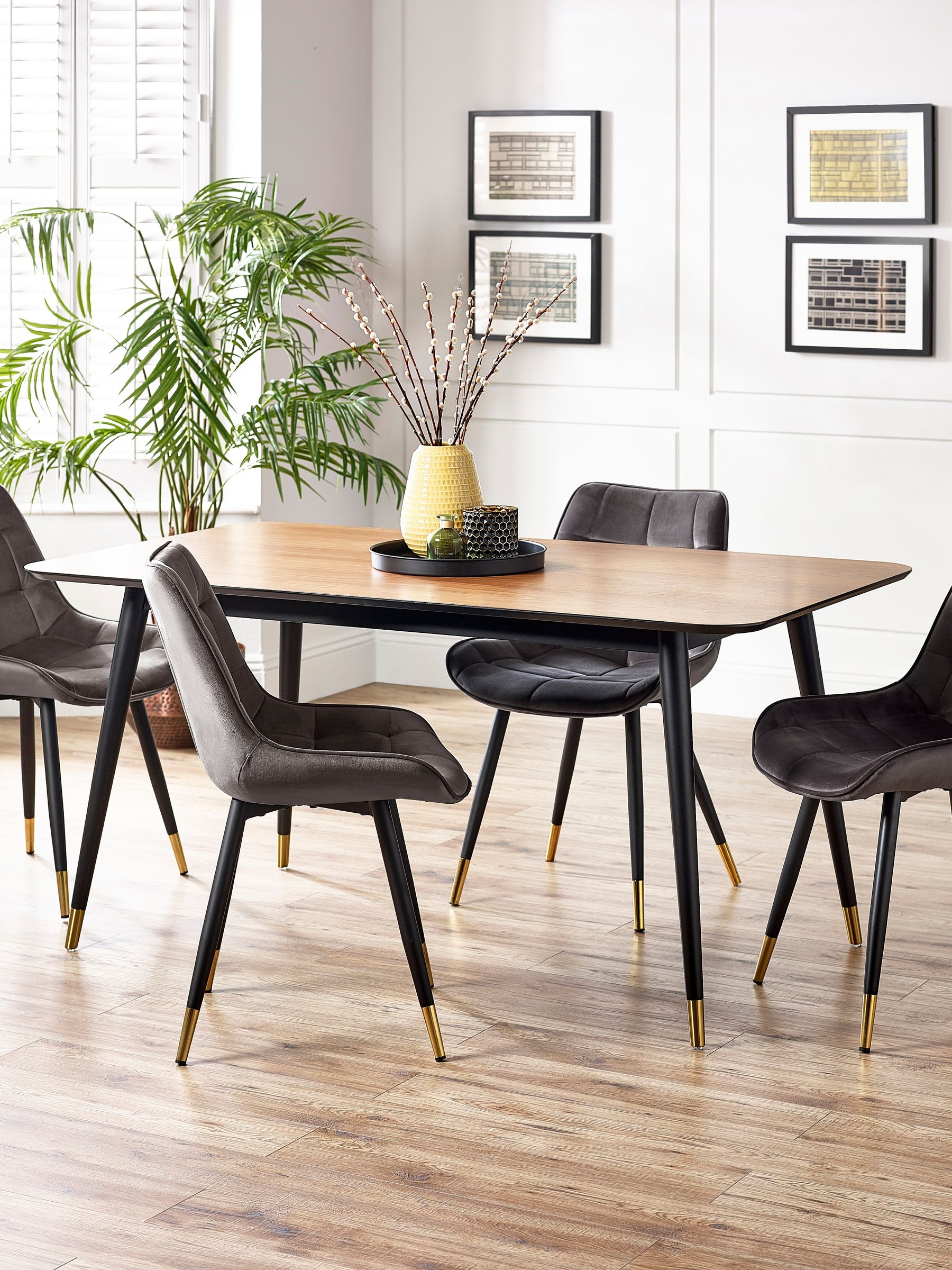 Julian Bowen Findlay 160cm Black and Walnut Dining Table - Image 6