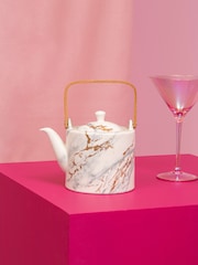 Maison by Premier White Marble Luxe Teapot - Image 1 of 6