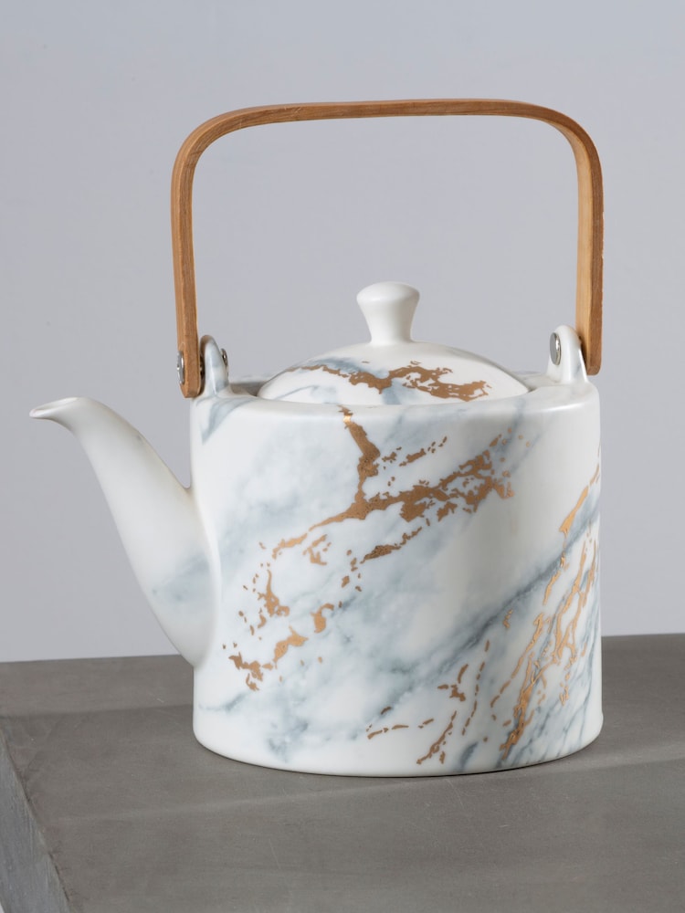 Maison by Premier White Marble Luxe Teapot - Image 2 of 6