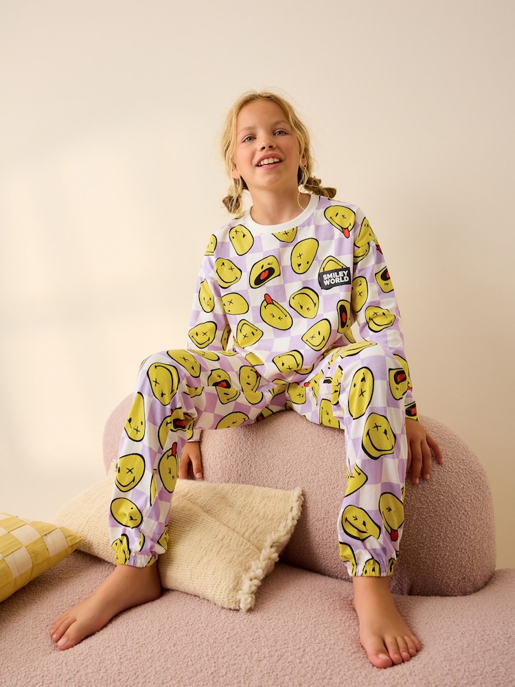 Purple/White License Smiley Jogger Pyjamas (3-16yrs) - Image 2 of 8