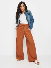 PixieGirl Petite Orange Bonded Tie Waist 100% Cotton Trousers - Image 1 of 5