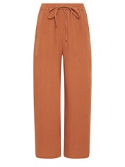 PixieGirl Petite Orange Bonded Tie Waist 100% Cotton Trousers - Image 5 of 5