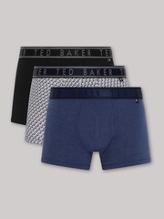 Ted Baker Dark Blue Cotton Trunks 3 Pack - Image 4 of 7