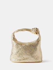 Mint Velvet Gold Woven Knot Handle Bag - Image 3 of 4