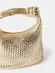 Mint Velvet Gold Woven Knot Handle Bag - Image 4 of 4