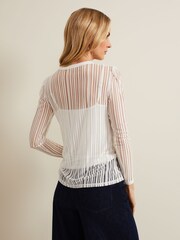 Phase Eight Cream Loraine Linear Burnout Top - Image 2 of 6
