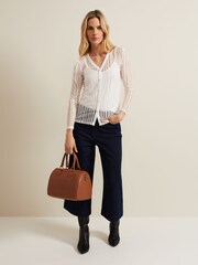 Phase Eight Cream Loraine Linear Burnout Top - Image 3 of 6