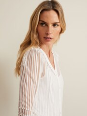 Phase Eight Cream Loraine Linear Burnout Top - Image 4 of 6
