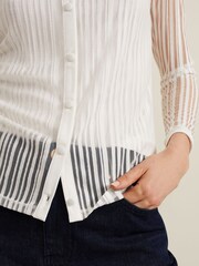 Phase Eight Cream Loraine Linear Burnout Top - Image 5 of 6