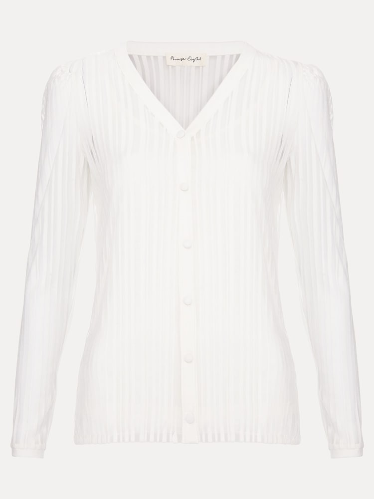Phase Eight Cream Loraine Linear Burnout Top - Image 6 of 6