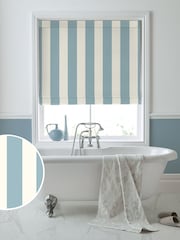 Laura Ashley Seaspray Blue Lille Stripe Made to Measure 100% Cotton Roman Blinds - Image 1 of 6