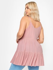 Yours Curve Pink YOURS Curve Dusty Pink Crinkle Tiered Vest Top - Image 2 of 2