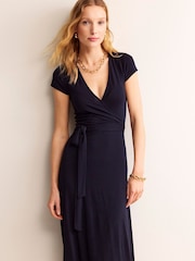 Boden Blue Joanna Cap Sleeve Wrap Dress - Image 4 of 5