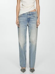 Mango Blue Straight Low Waist 100% Cotton Jeans - Image 3 of 7