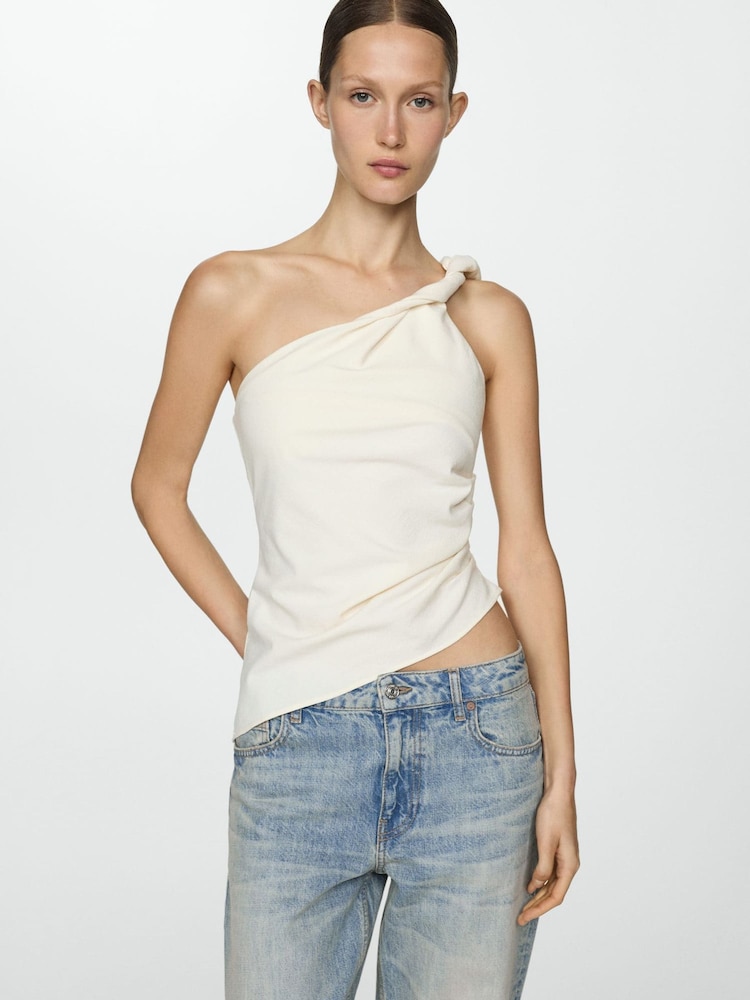 Mango Blue Straight Low Waist 100% Cotton Jeans - Image 4 of 7