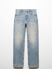 Mango Blue Straight Low Waist 100% Cotton Jeans - Image 6 of 7