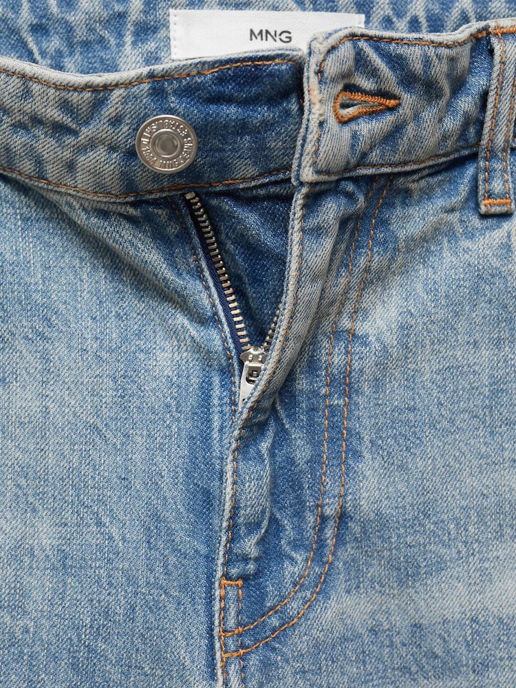 Mango Blue Straight Low Waist 100% Cotton Jeans - Image 7 of 7