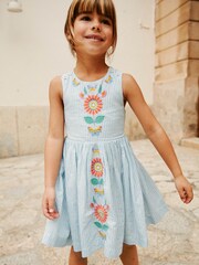 Boden Blue 100% Cotton Peach Cross-Back Dress - Image 1 of 4