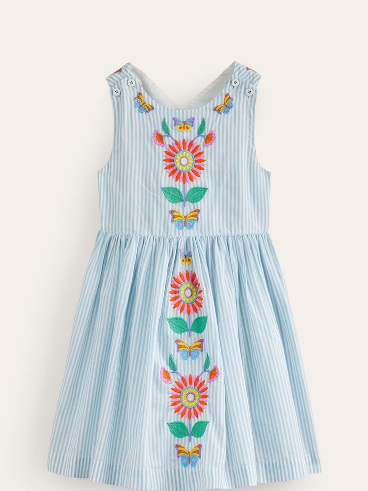 Boden Blue 100% Cotton Peach Cross-Back Dress - Image 2 of 4