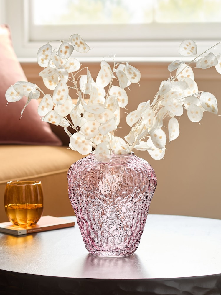 Pink Strawberry Shape Glass Vase - Image 1 of 4 Pink Strawberry Shape Glass Vase - Image 1 of 4