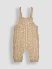 JoJo Maman Bébé Fawn Brown Cable Knit Dungarees & Top Baby Set - Image 2 of 9