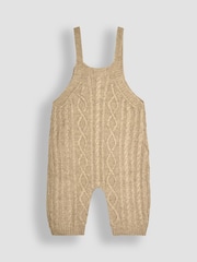 JoJo Maman Bébé Fawn Brown Cable Knit Dungarees & Top Baby Set - Image 3 of 9