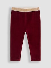 JoJo Maman Bébé Berry Purple Velour Leggings - Image 1 of 3