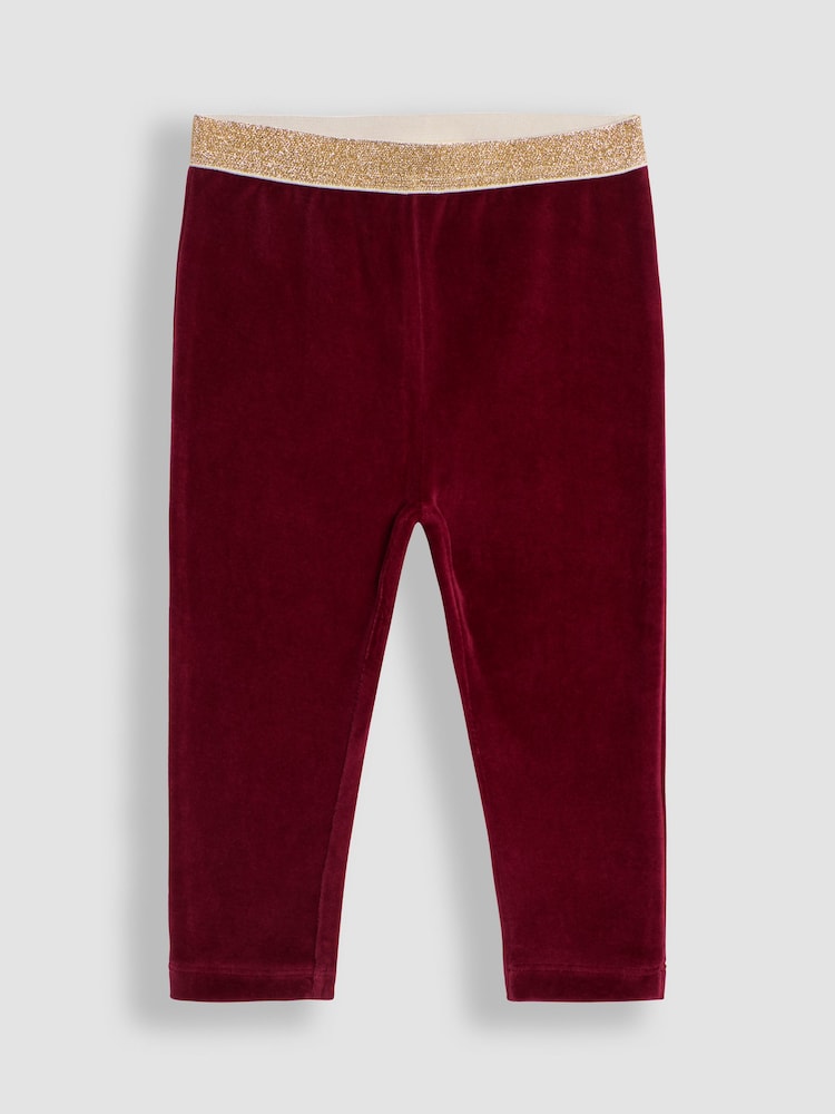 JoJo Maman Bébé Berry Purple Velour Leggings - Image 1 of 3