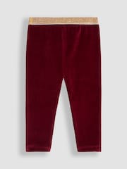 JoJo Maman Bébé Berry Purple Velour Leggings - Image 2 of 3