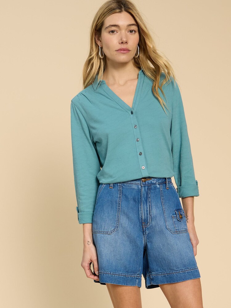 White Stuff Blue Textured Annie Shirt - Image 1 of 7 White Stuff Blue Textured Annie Shirt - Image 1 of 7