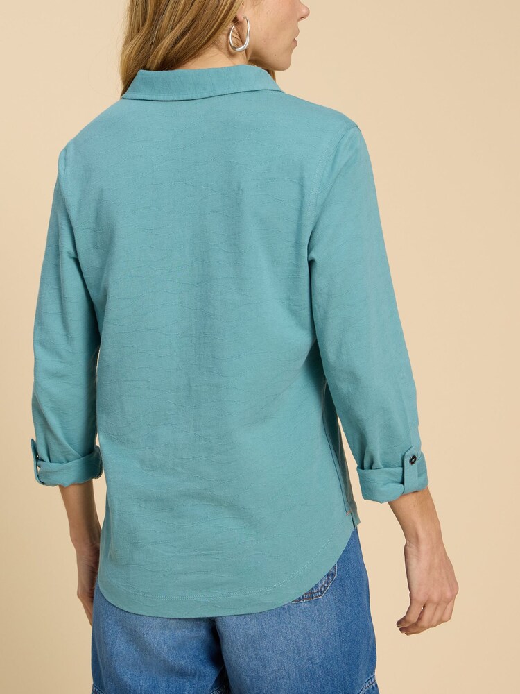 White Stuff Blue Textured Annie Shirt - Image 2 of 7 White Stuff Blue Textured Annie Shirt - Image 2 of 7