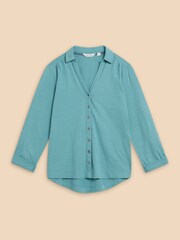 White Stuff Blue Textured Annie Shirt - Image 5 of 7