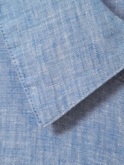 Reiss Blue Belle Linen Button-Through Shirt - Image 5 of 5
