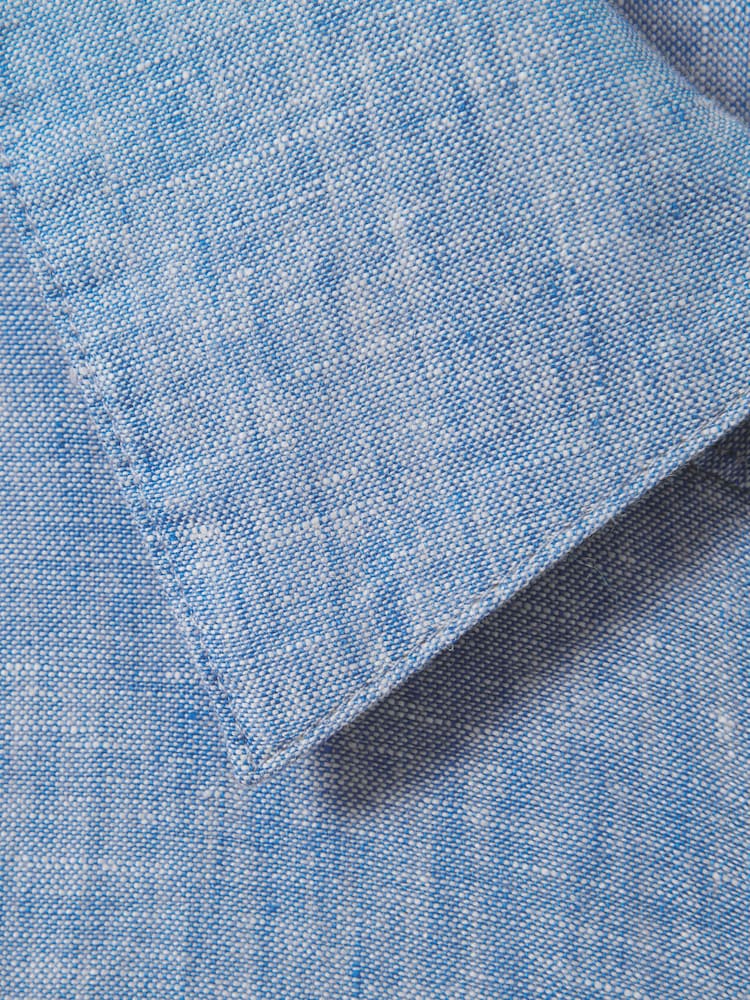 Reiss Blue Belle Linen Button-Through Shirt - Image 5 of 5