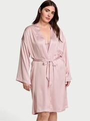 Victoria's Secret Chalk Rose Pink Satin Midi Robe - Image 1 of 3
