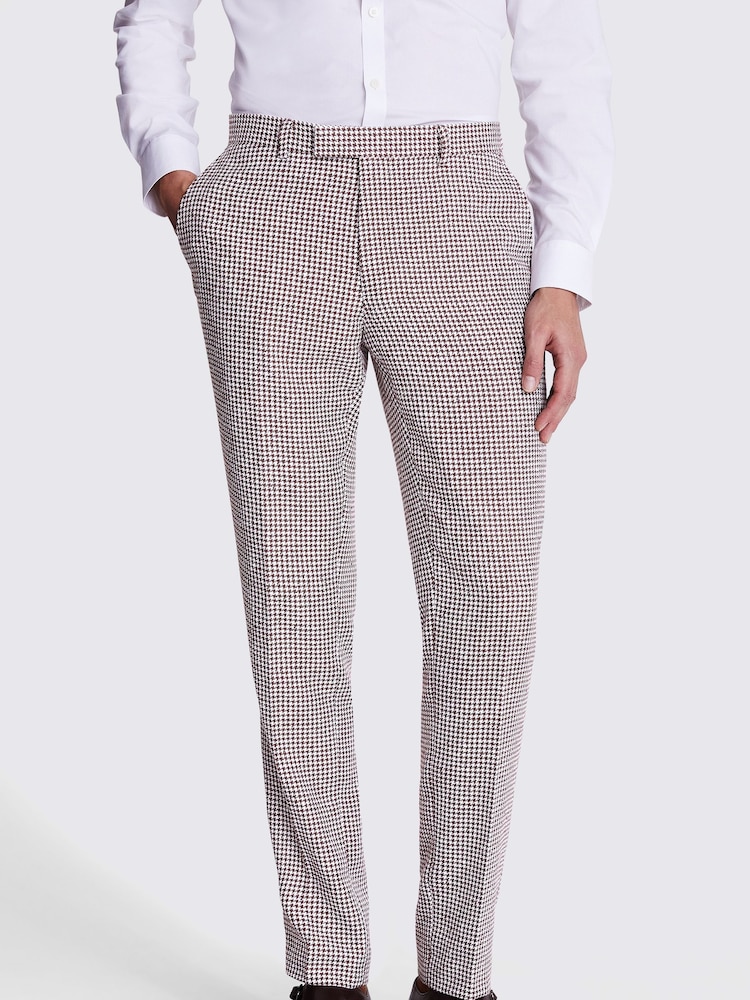 MOSS Grey Tailored Fit Houndstooth Trousers - Image 1 of 3