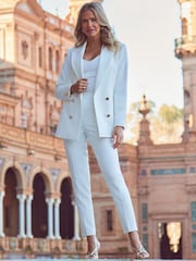 Sosandar White Longline Tuxedo Blazer - Image 1 of 5