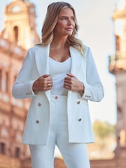 Sosandar White Longline Tuxedo Blazer - Image 3 of 5