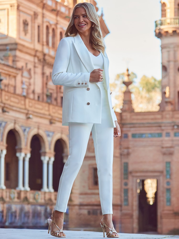 Sosandar White Longline Tuxedo Blazer - Image 5 of 5