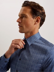 Ted Baker Blue Endover Line Geo Print Shirt - Image 4 of 6