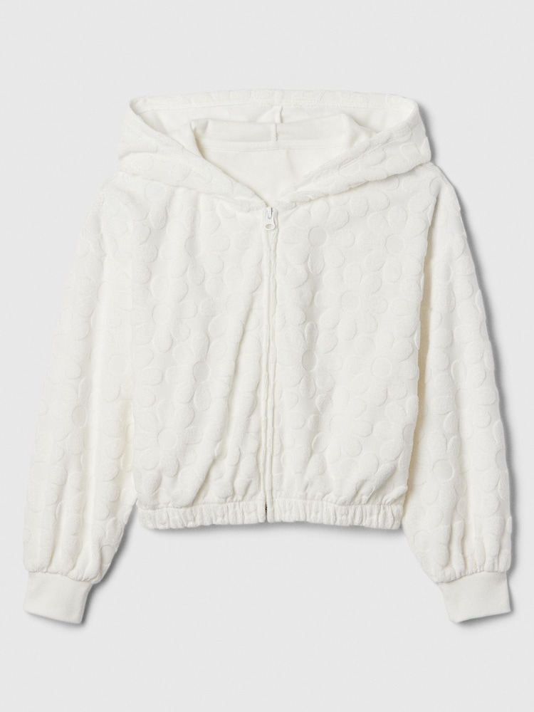Gap White Towel Terry Zip Up Hoodie (4-13yrs) - Image 1 of 2