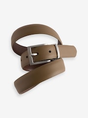 Brown Textured Metal Keeper Leather Belt - Image 3 of 5