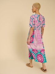 White Stuff Pink Lucy EcoVero™ Midi Dress - Image 2 of 7
