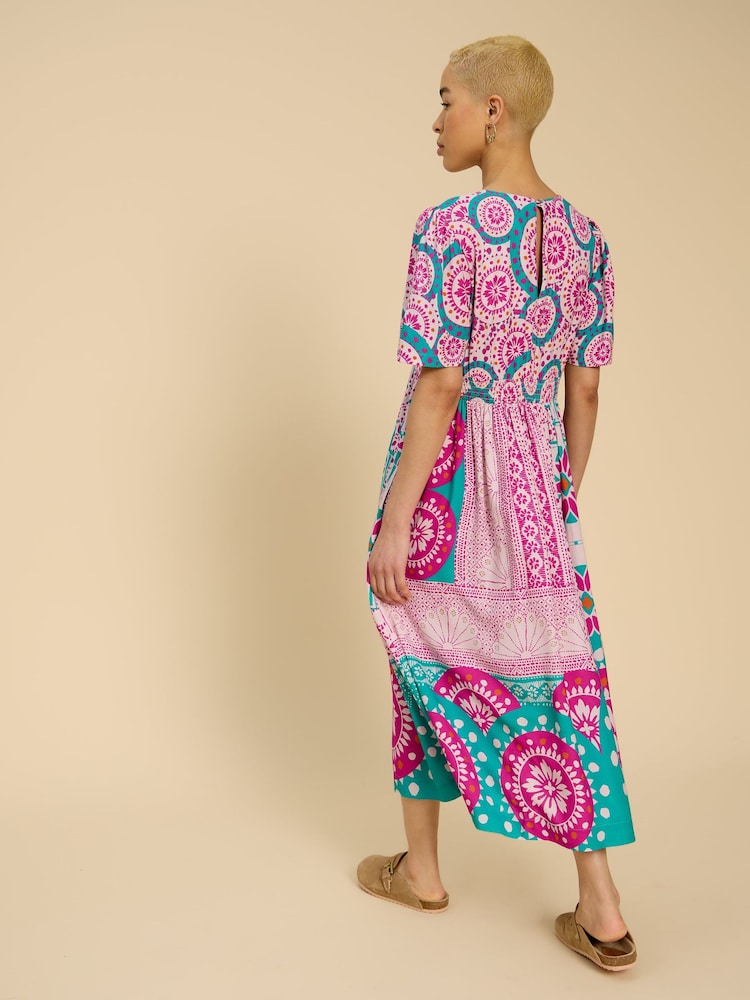 White Stuff Pink Lucy EcoVero™ Midi Dress - Image 2 of 7 White Stuff Pink Lucy EcoVero™ Midi Dress - Image 2 of 7