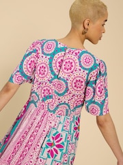 White Stuff Pink Lucy EcoVero™ Midi Dress - Image 4 of 7