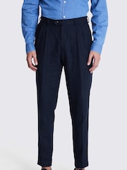 MOSS Blue Tailored Fit Herringbone Trousers - Image 1 of 3